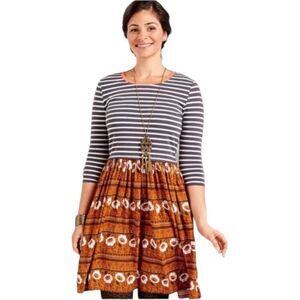 Matilda Jane Winsome mixed print floral striped dress size XS